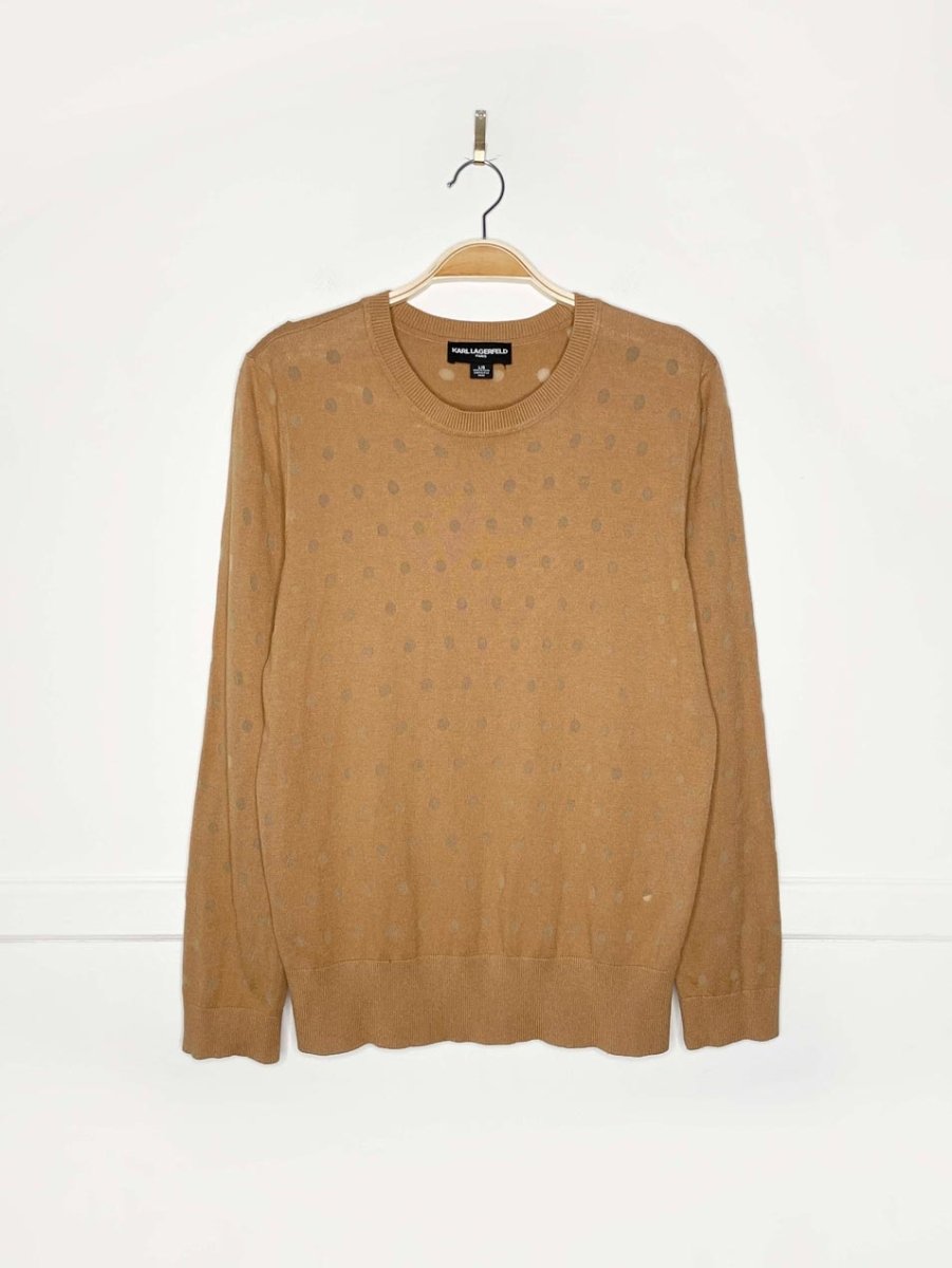 karl lagerfeld sheer polka dot knit sweater - good market thrift store