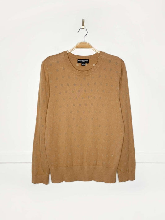 karl lagerfeld sheer polka dot knit sweater - good market thrift store