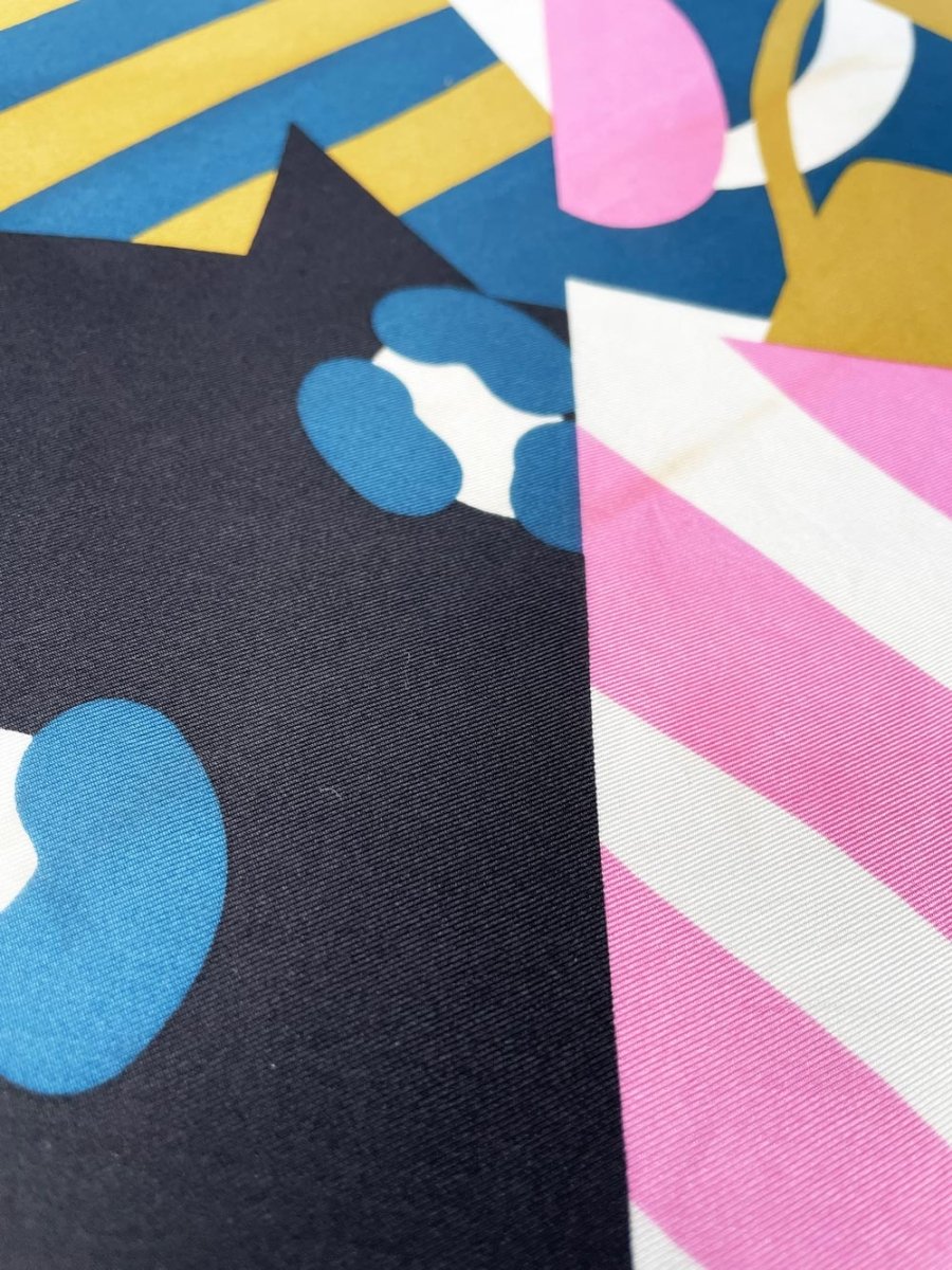 kate spade 100% silk animal faces scarf | hand - rolled edge - good market thrift store