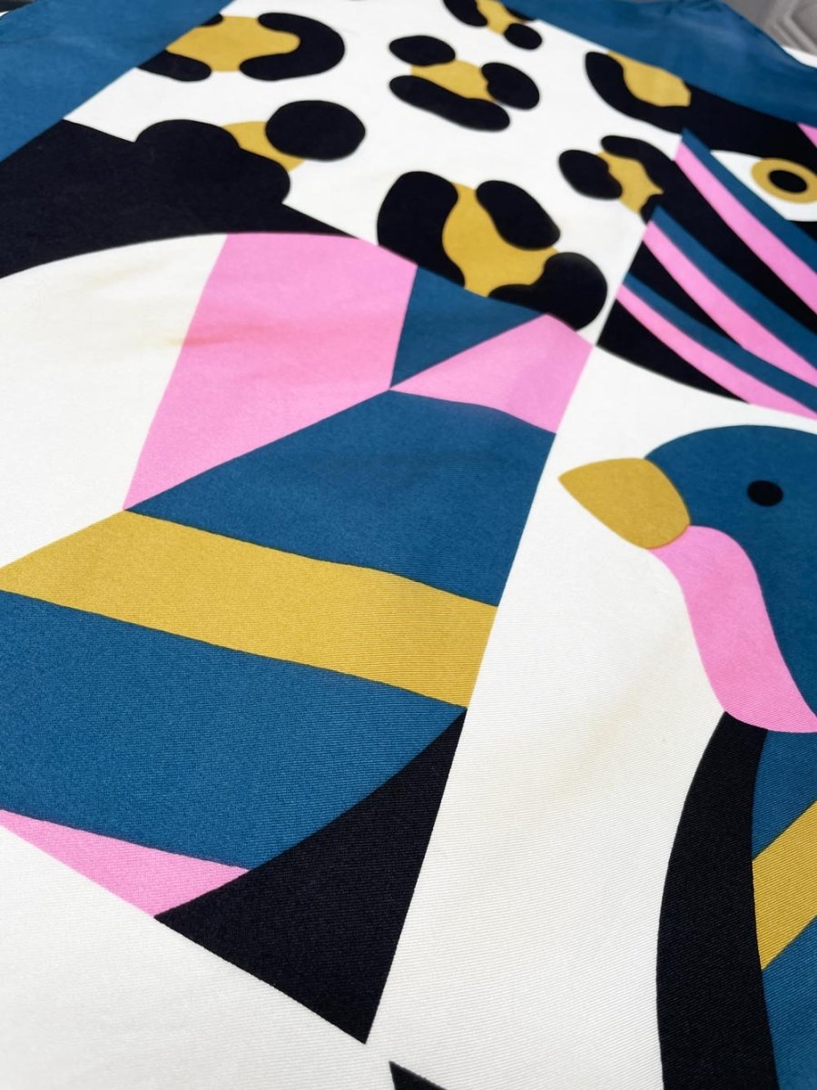 kate spade 100% silk animal faces scarf | hand - rolled edge - good market thrift store