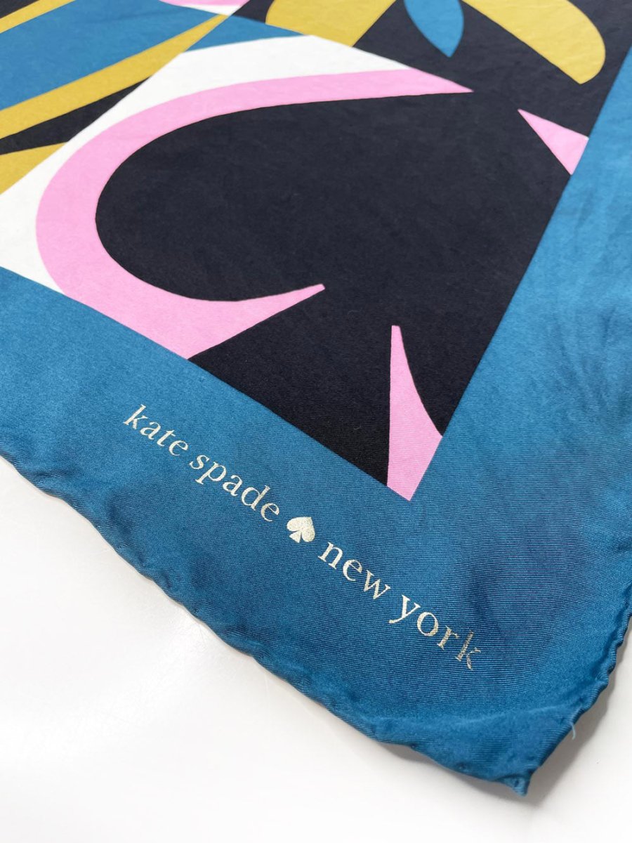 kate spade 100% silk animal faces scarf | hand - rolled edge - good market thrift store