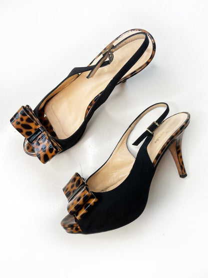 kate spade patent animal print bow slingback pumps - good market thrift store