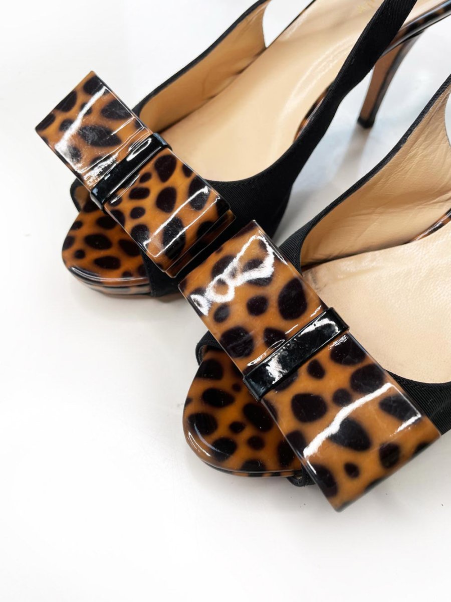 kate spade patent animal print bow slingback pumps - good market thrift store