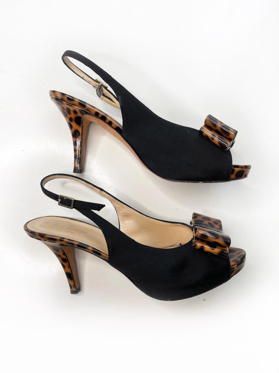 kate spade patent animal print bow slingback pumps - good market thrift store