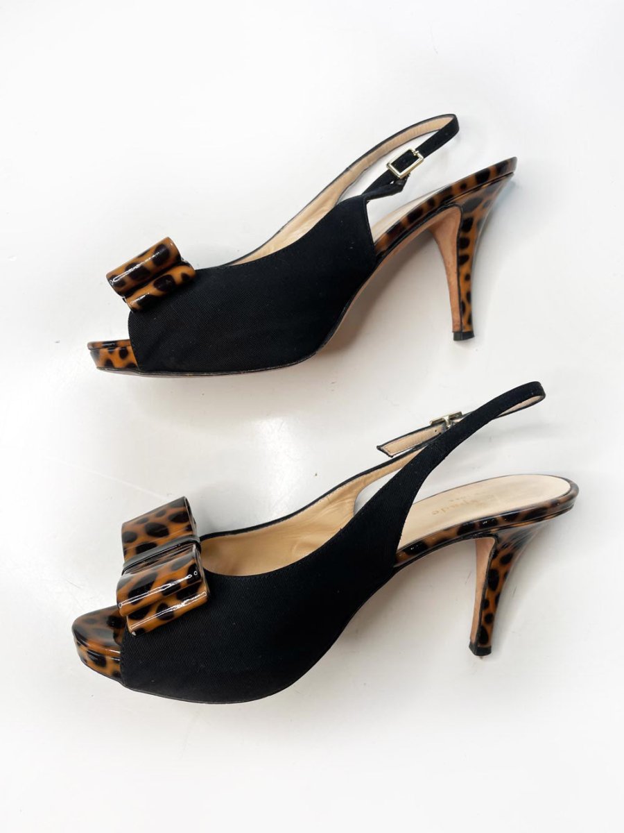 kate spade patent animal print bow slingback pumps - good market thrift store