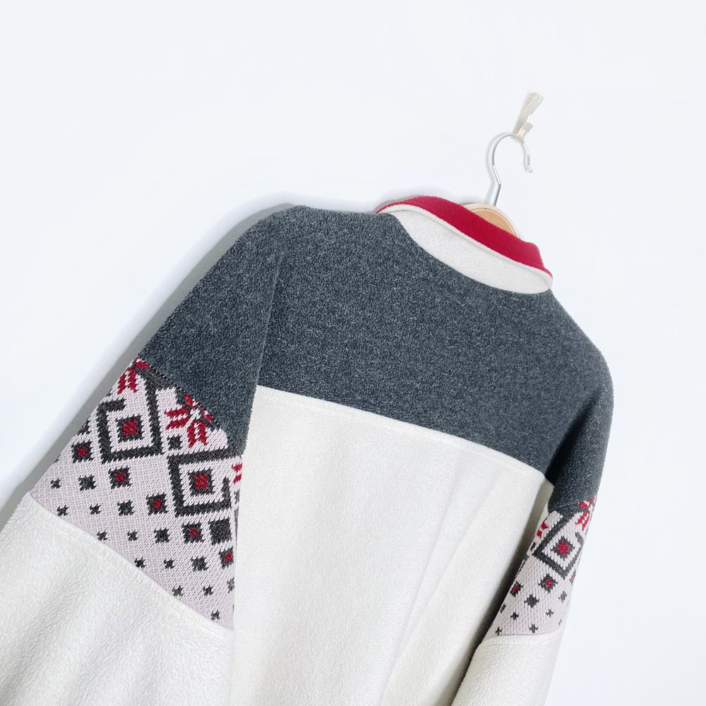 vintage 90s kates nordic knit trim 1/4 fleece sweatshirt