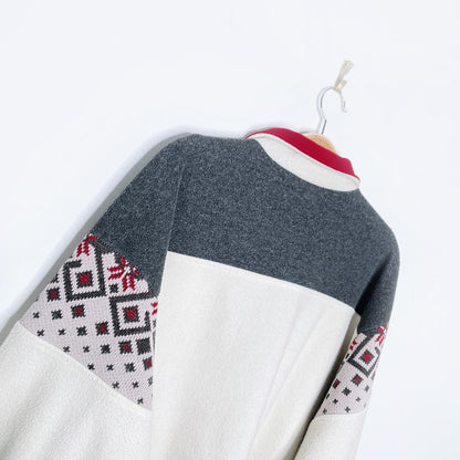 vintage 90s kates nordic knit trim 1/4 fleece sweatshirt