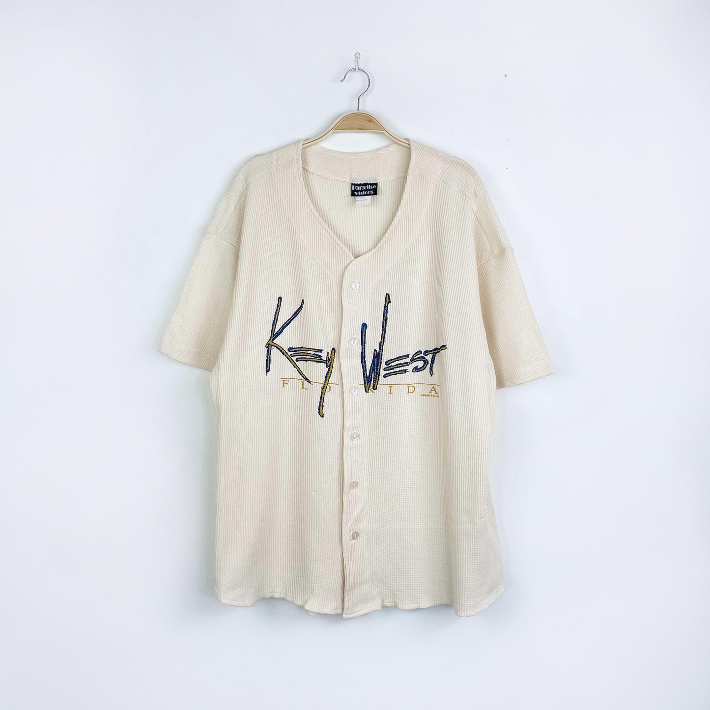 vintage 90s key west florida waffle button down