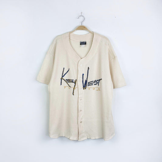 vintage 90s key west florida waffle button down