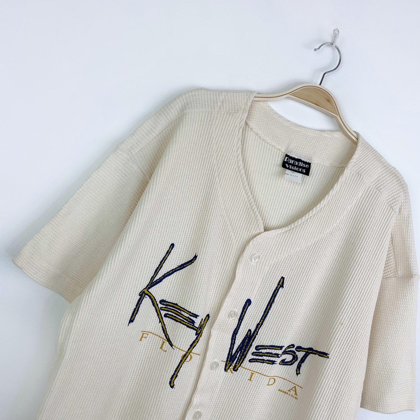 vintage 90s key west florida waffle button down