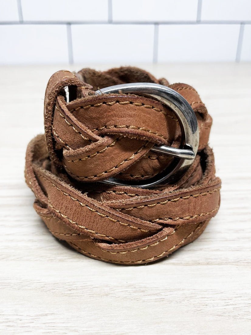 kismet leather braided belt - good market thrift store