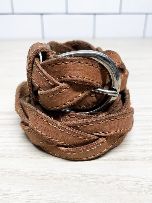 kismet leather braided belt - good market thrift store