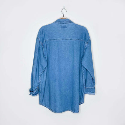 vintage xquizzit christmas cat denim button down - size large