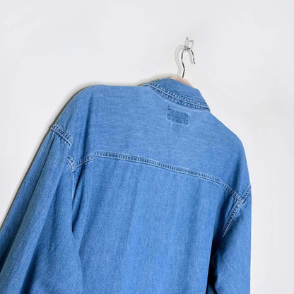 vintage xquizzit christmas cat denim button down - size large