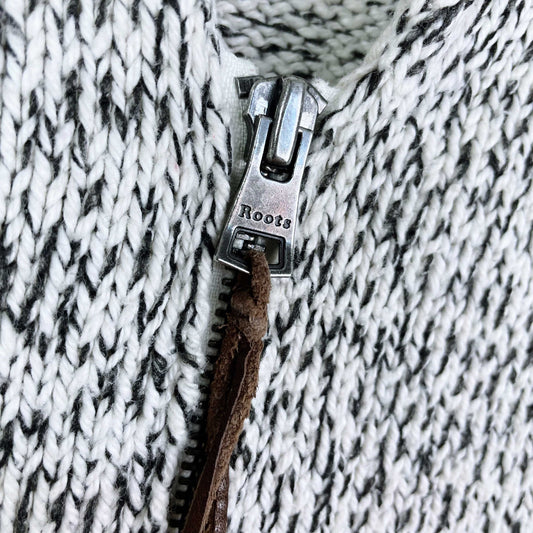 roots snowy fox knit shawl collar cardigan - size xl