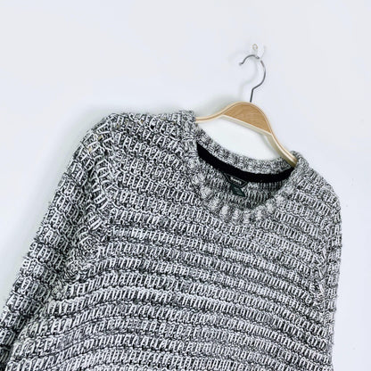 roots grey heather chunky knit crew - size medium