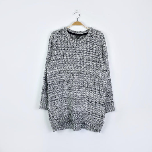 roots grey heather chunky knit crew - size medium
