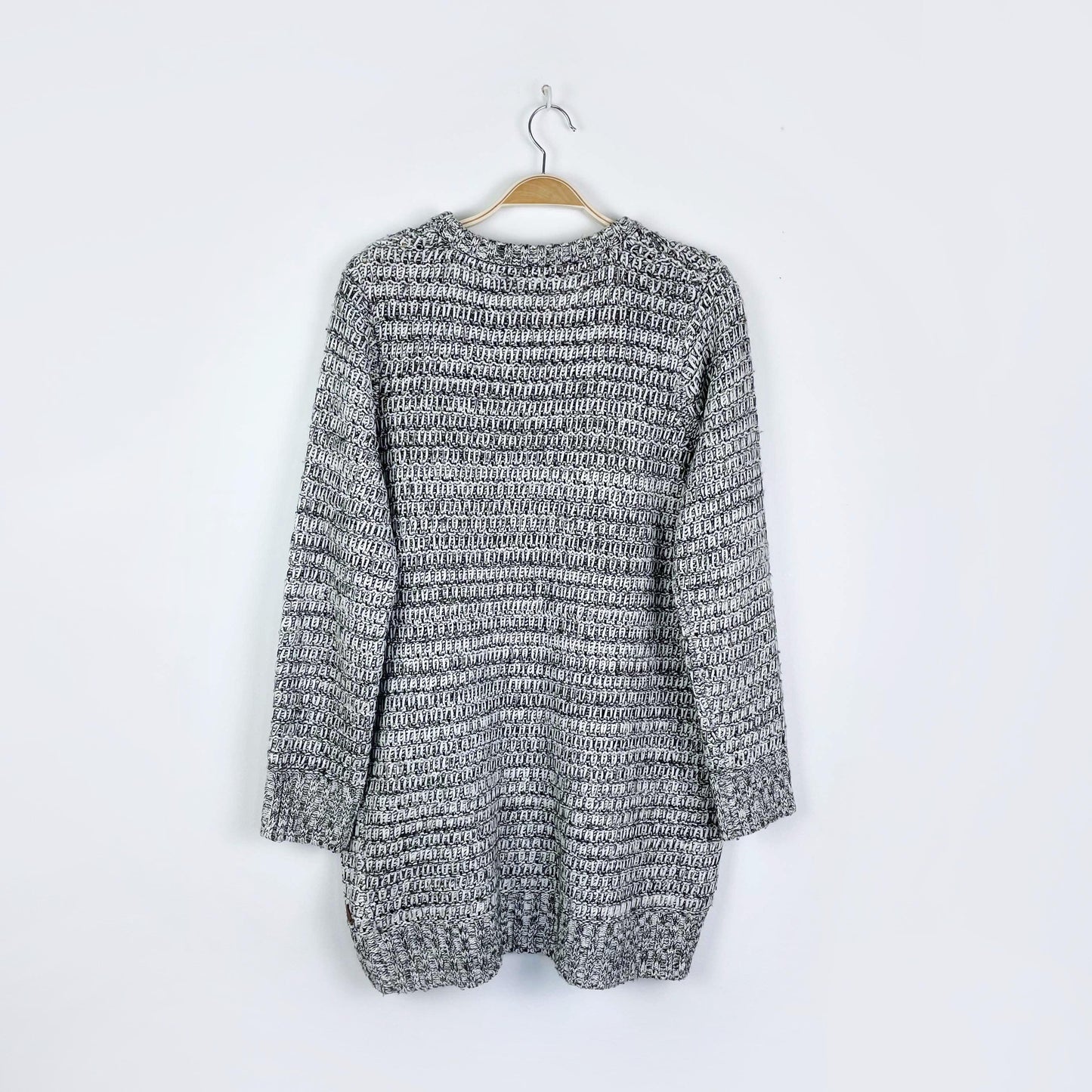 roots grey heather chunky knit crew - size medium