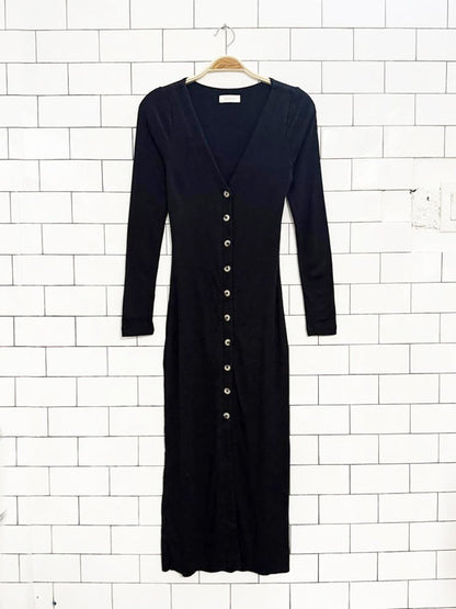 kookaï ribbed full button bodycon midi dress - good market thrift store