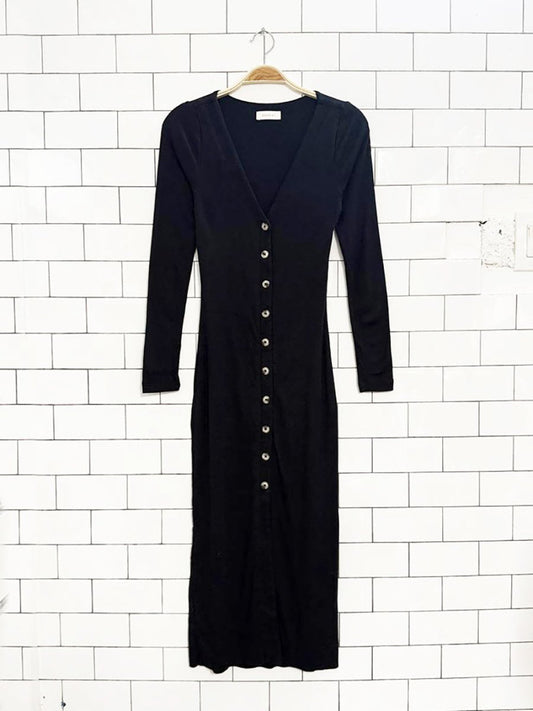 kookaï ribbed full button bodycon midi dress - good market thrift store