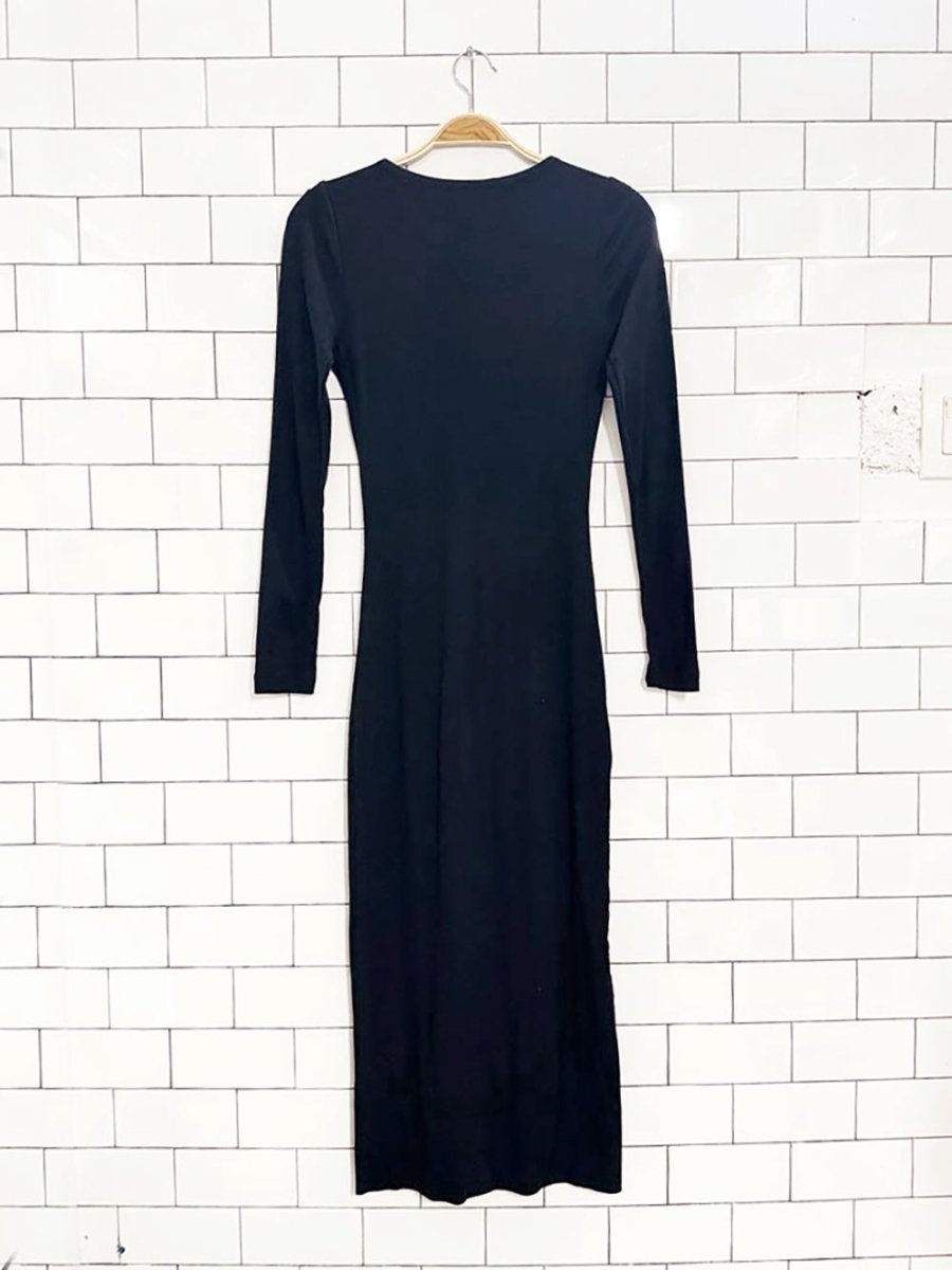 kookaï ribbed full button bodycon midi dress - good market thrift store