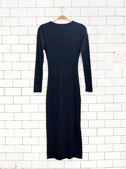 kookaï ribbed full button bodycon midi dress - good market thrift store