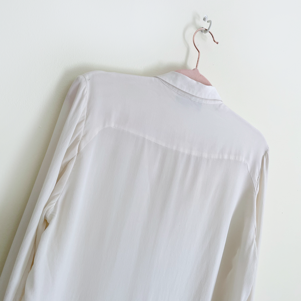 the kooples cream silk blouse with ruffle trim - size medium