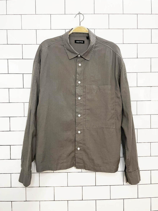 kotn linen-blend full button big pocket shirt - good market thrift store