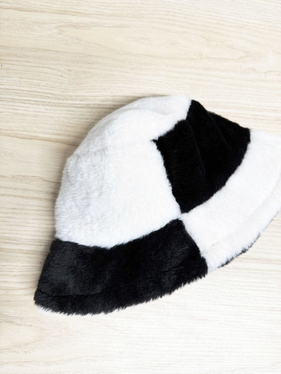 la express two - tone plush bucket hat - good market thrift store