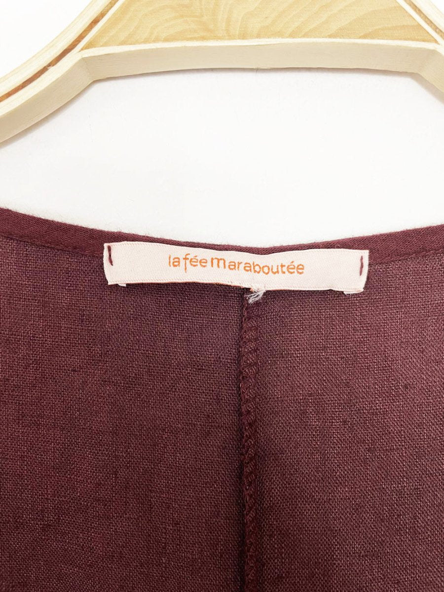 la fée maraboutée 100% linen shift flare hem midi dress - good market thrift store