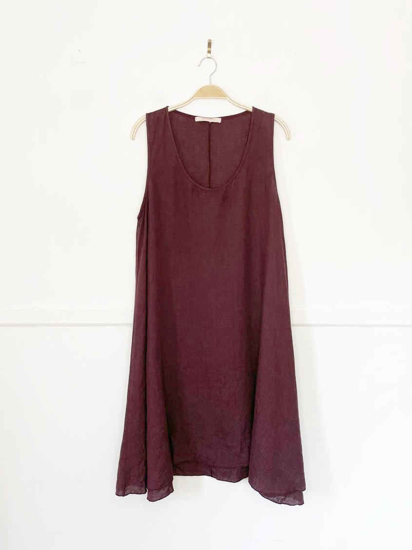 la fée maraboutée 100% linen shift flare hem midi dress - good market thrift store