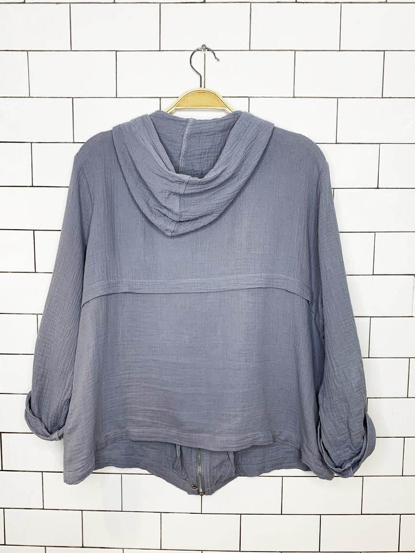 la madonna gauze cotton hooded full zip jacket - good market thrift store