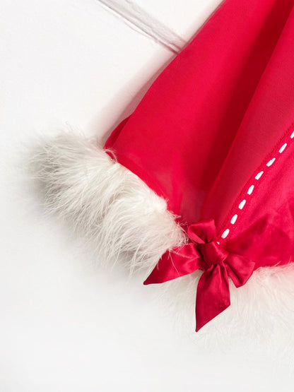 la senza mrs claus boa feather trim satin bustier - good market thrift store