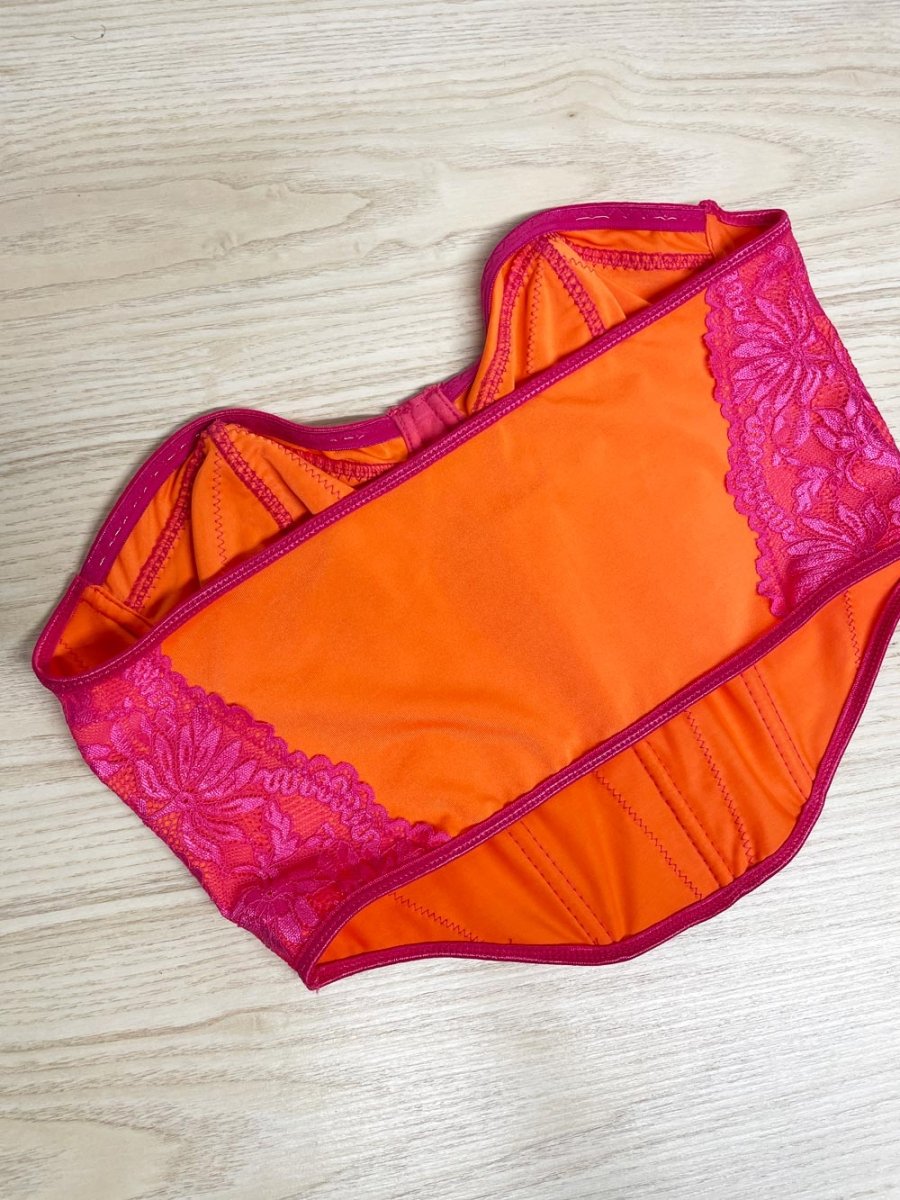 lace trim satin pull over corset bustier - good market thrift store