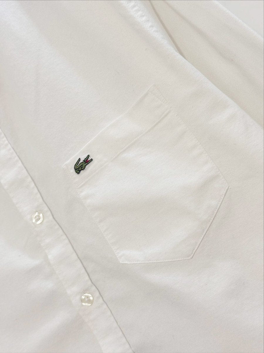 lacoste embroidered logo boxy cropped shirt | rework - good market thrift store