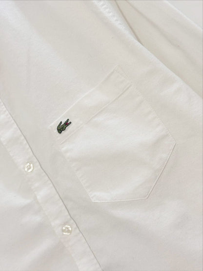 lacoste embroidered logo boxy cropped shirt | rework - good market thrift store