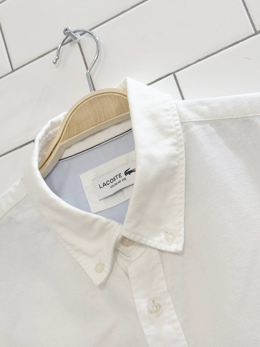 lacoste embroidered logo boxy cropped shirt | rework - good market thrift store