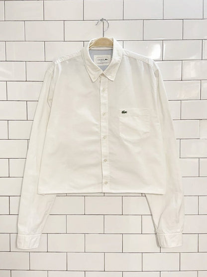 lacoste embroidered logo boxy cropped shirt | rework - good market thrift store