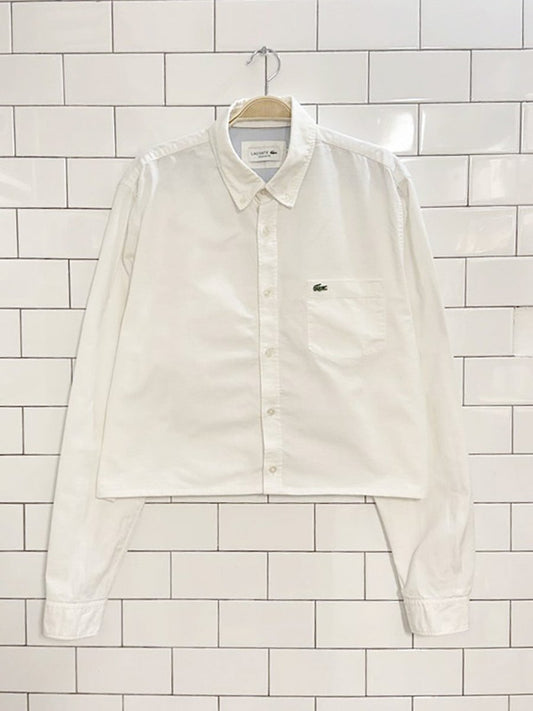 lacoste embroidered logo boxy cropped shirt | rework - good market thrift store
