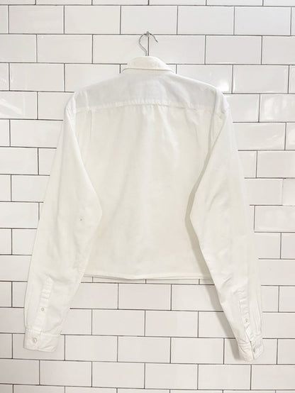 lacoste embroidered logo boxy cropped shirt | rework - good market thrift store