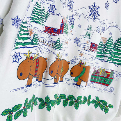 vintage lady footlocker reindeer cottage puff graphic crew - size large