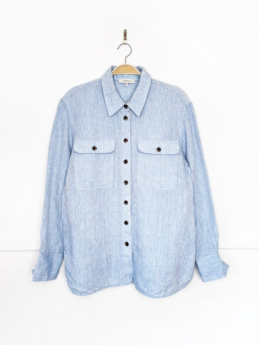 lafayette 148 100% linen relaxed full button shirt - good market thrift store