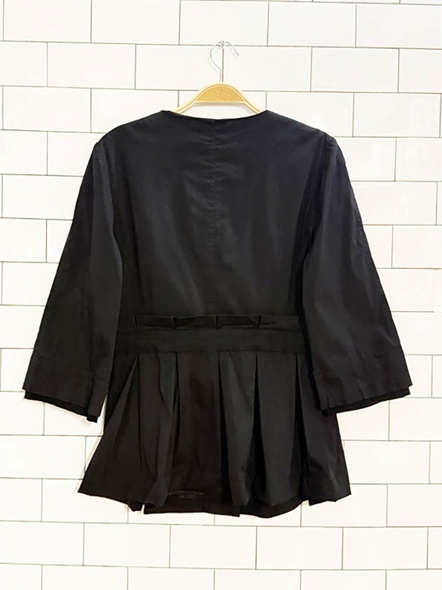 lafayette 148 new york pleated peplum hem tie waist blouse - good market thrift store