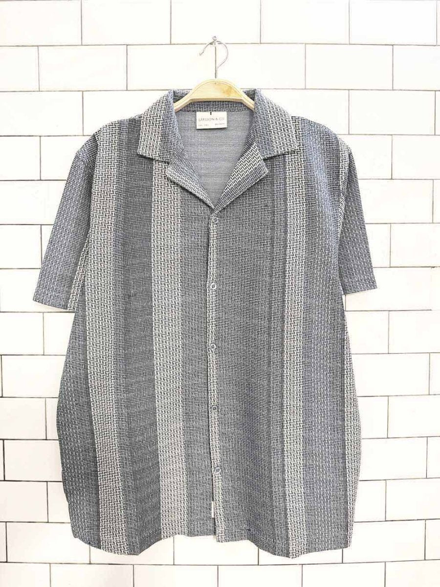 larsson & co striped textured full button shirt - good market thrift store