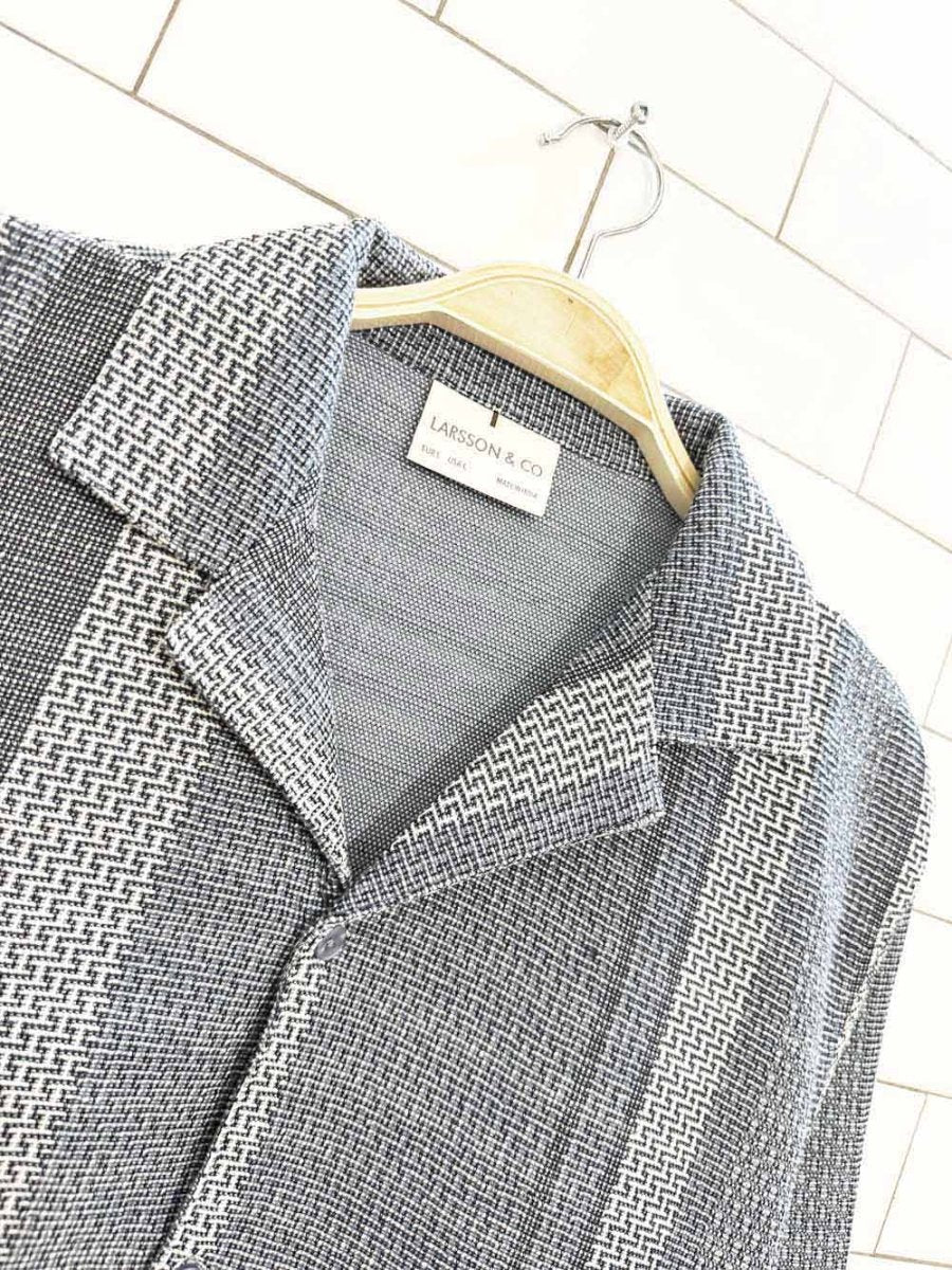 larsson & co striped textured full button shirt - good market thrift store