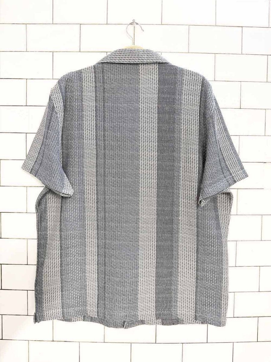 larsson & co striped textured full button shirt - good market thrift store