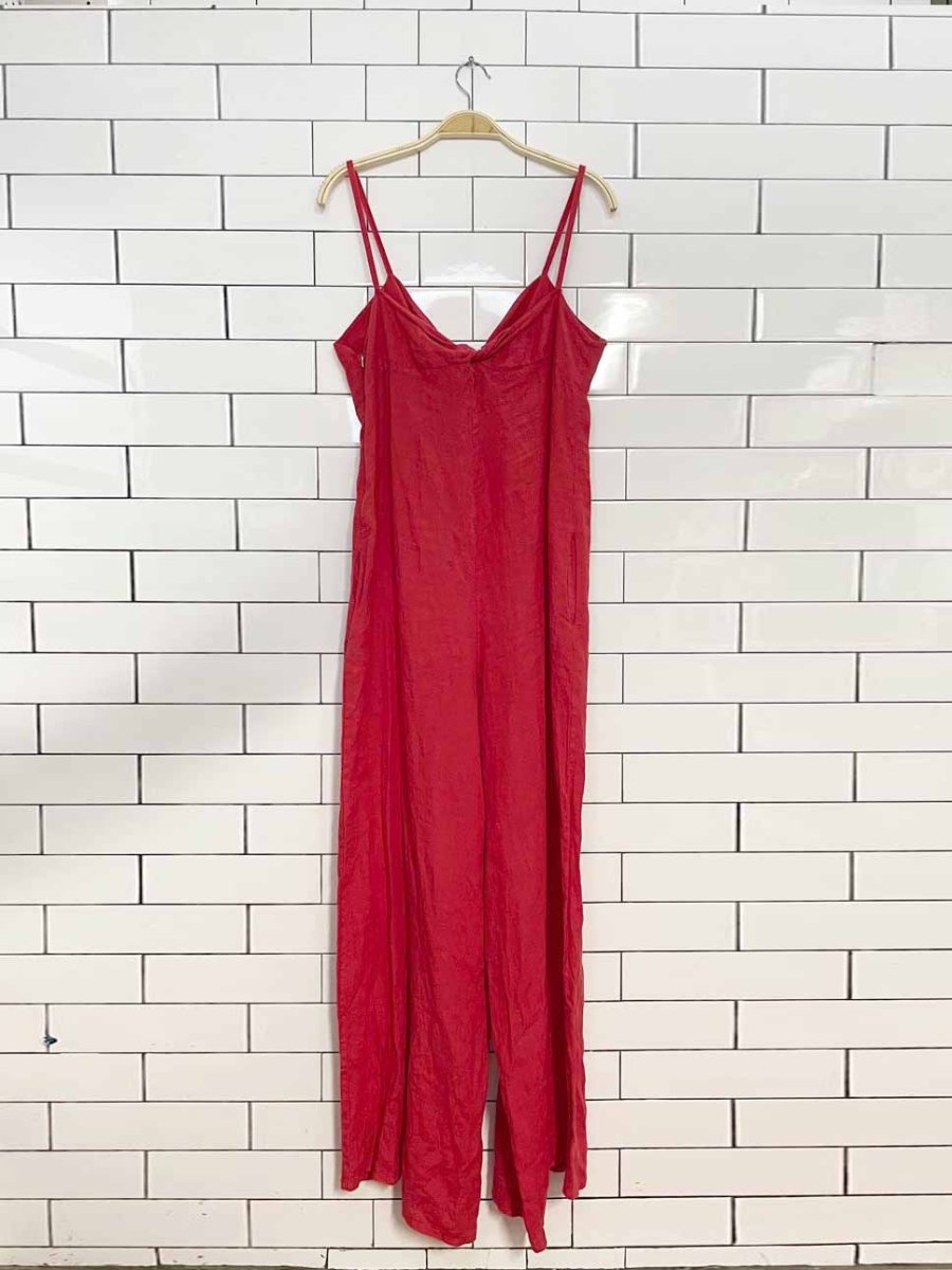 laura bianchi 100% linen wide leg relaxed jumpsuit | made in italy - good market thrift store