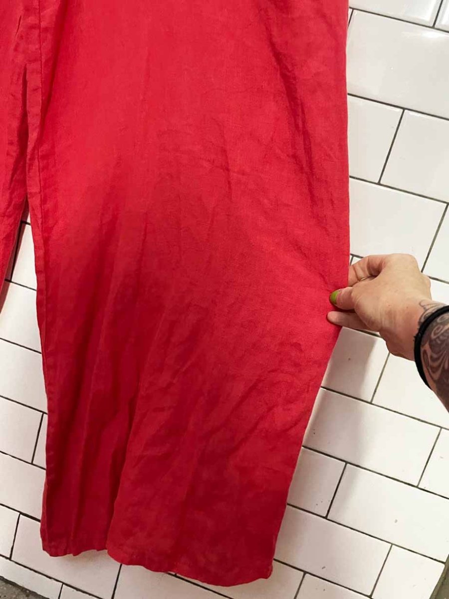 laura bianchi 100% linen wide leg relaxed jumpsuit | made in italy - good market thrift store