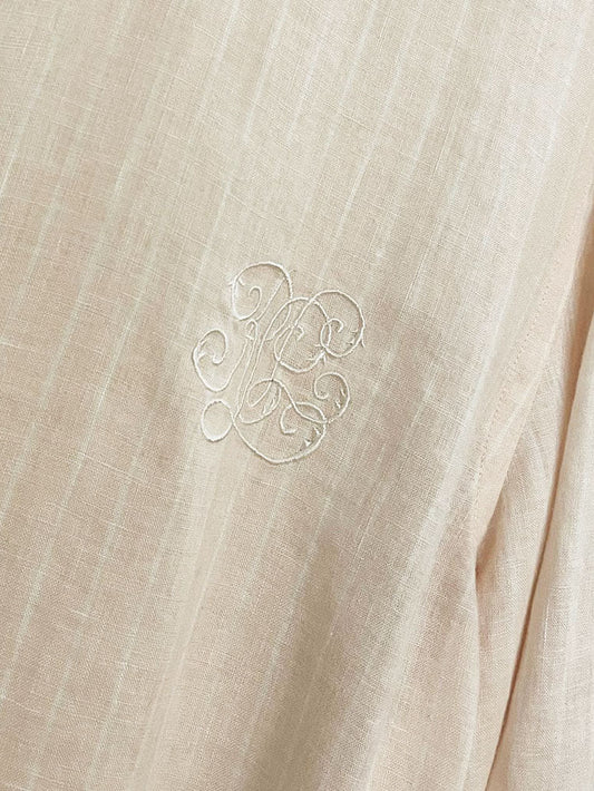 lauren ralph lauren 100% linen crested stripe full button shirt - good market thrift store