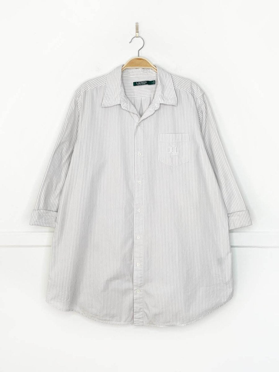 lauren ralph lauren crest pocket striped poplin boyfriend shirt - good market thrift store